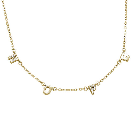 CLOSEOUT! Yellow Gold Plated Cubic Zirconia Hope .925 Sterling Silver Necklace