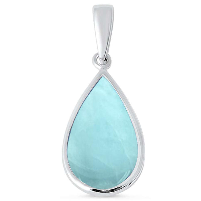 Tear Drop Natural Larimar .925 Sterling Silver Pendant