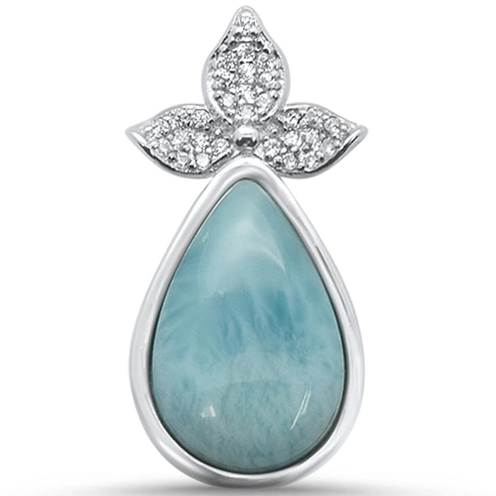 Pear Natural Larimar .925 Sterling Silver Pendant