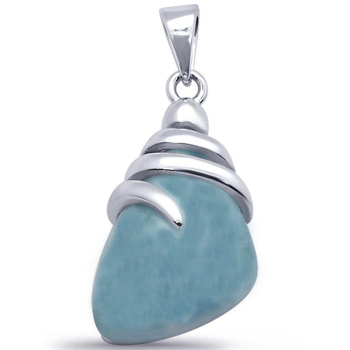 Unique Large Natural Larimar .925 Sterling Silver Pendant