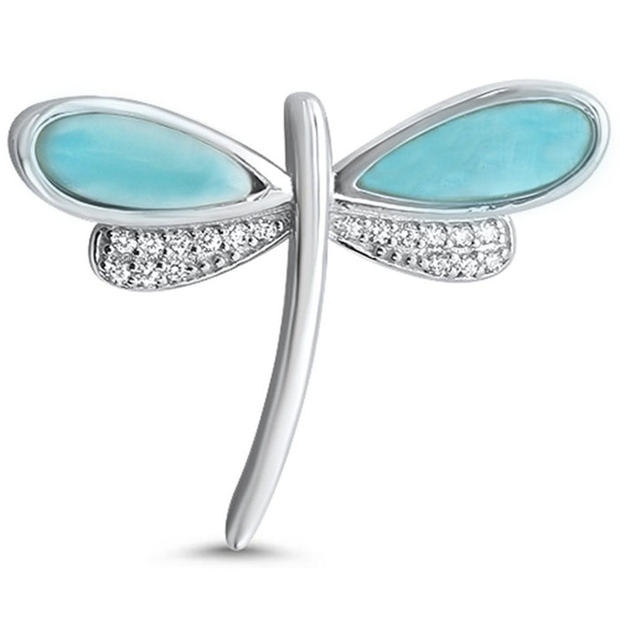 Natural Larimar Dragon .925 Sterling Silver Charm Pendant