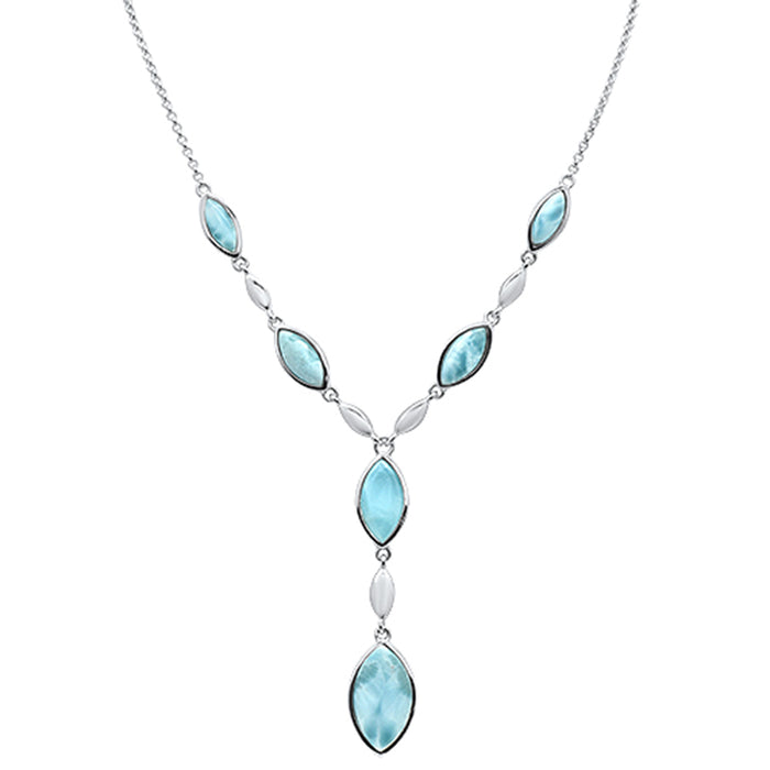 Marqui Natural Larimar .925 Sterling Silver Pendant Necklace 18"+1" Long