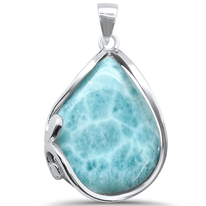 Natural Larimar .925 Sterling Silver Charm Pendant