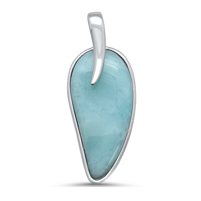 Modern Natural Larimar .925 Sterling Silver Pendant
