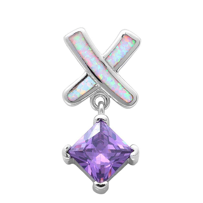 CLOSEOUT! White Opal & Amethyst .925 Sterling Silver Pendant