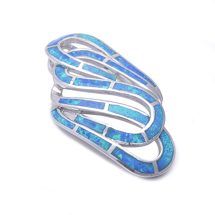 CLOSEOUT! New Designer Blue Opal .925 Sterling Silver Pendant