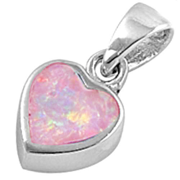 CLOSEOUT! Pink Opal Heart .925 Sterling Silver Pendant