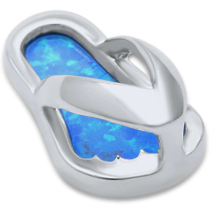 CLOSEOUT! Blue Opal Beach Sandal .925 Sterling Silver Pendant