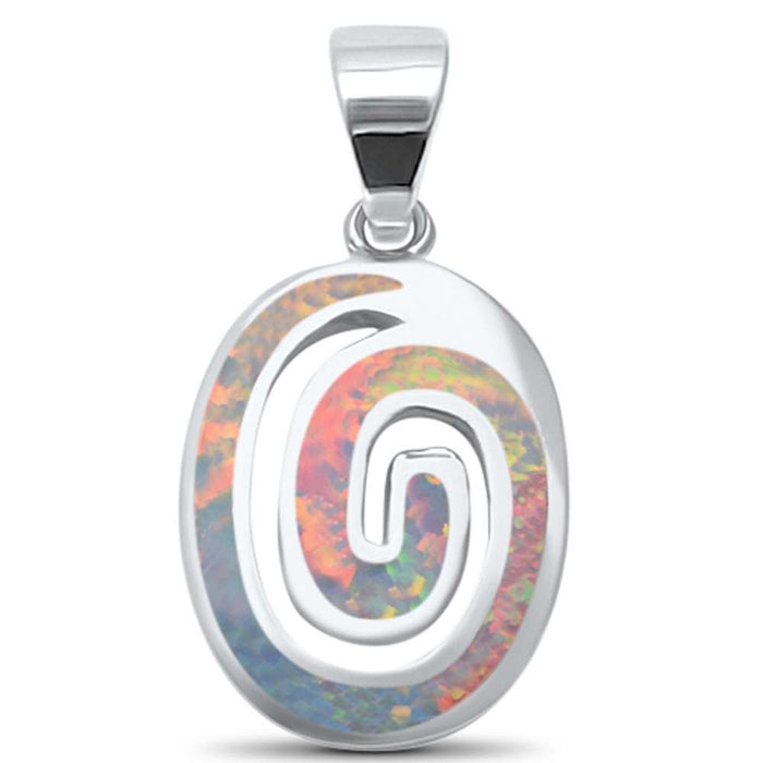 CLOSEOUT! White Opal Swirl .925 Sterling Silver Charm Pendant