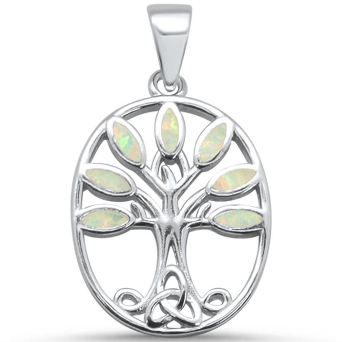 CLOSEOUT! White Opal Tree of Life .925 Sterling Silver Pendant