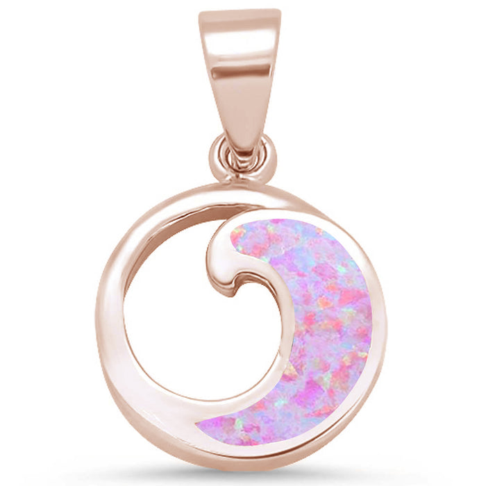 CLOSEOUT! Rose Gold Plated Wave Design .925 Sterling Silver Pendant