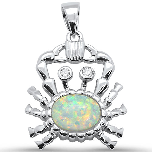 CLOSEOUT! White Opal Crab .925 Sterling Silver Pendant