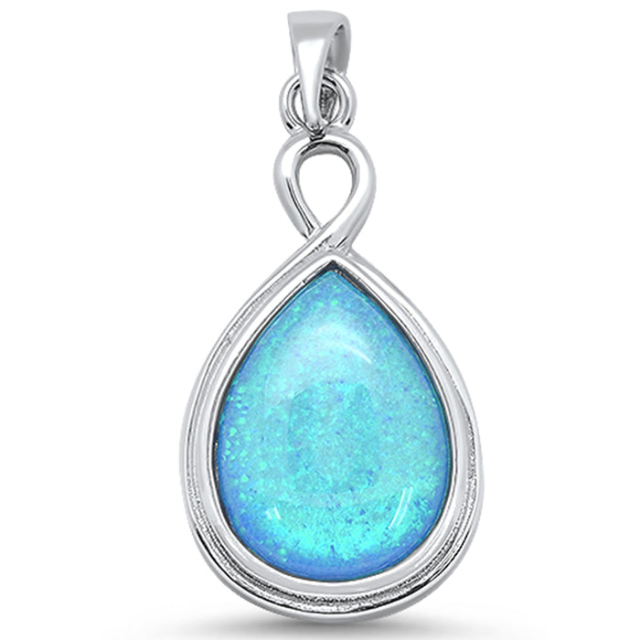 Blue Opal Pear Shape .925 Sterling Silver Pendant
