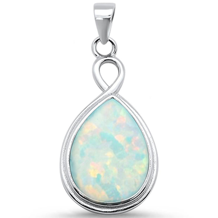 CLOSEOUT! White Opal Pear Shape .925 Sterling Silver Pendant