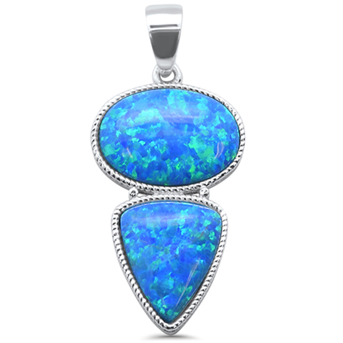 CLOSEOUT! Blue Opal .925 Sterling Silver Charm Pendant