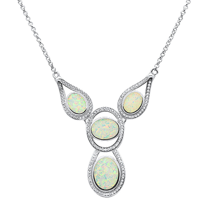 CLOSEOUT! New White Opal .925 Sterling Silver Pendant Necklace 18+1" Long 1 ext