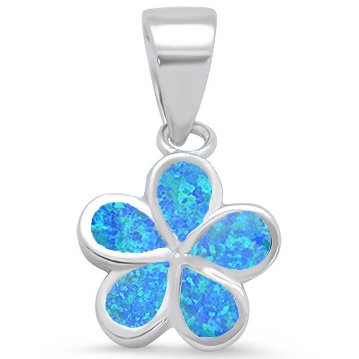 Blue Opal Plumeria .925 Sterling Silver Pendant