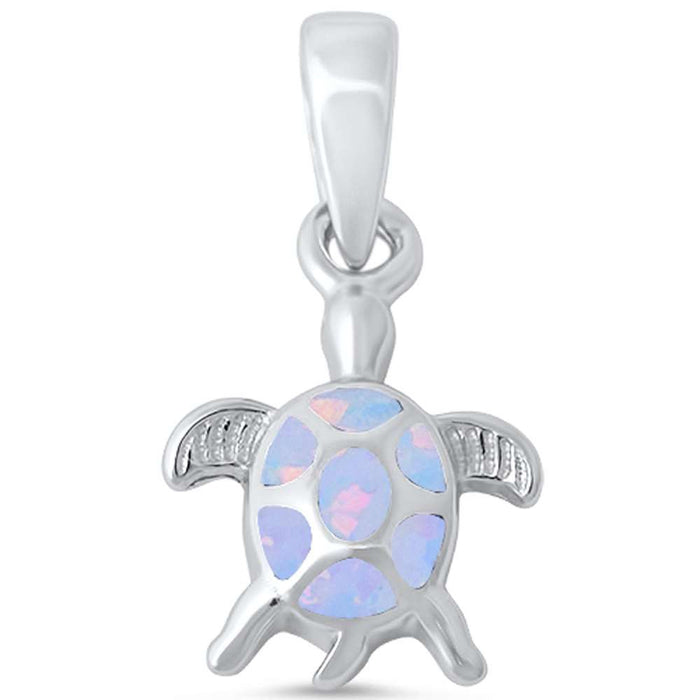 CLOSEOUT!White Opal Turtle .925 Sterling Silver Pendant