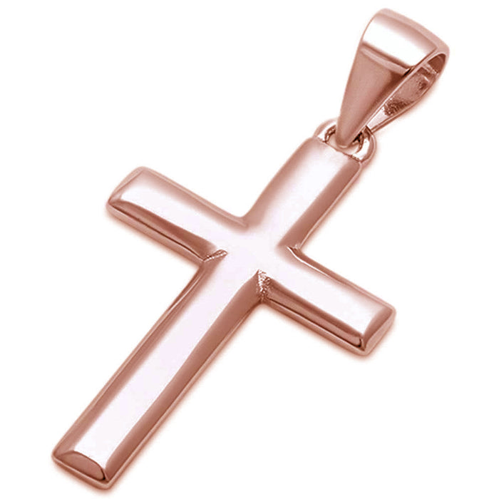 Plain Rose Gold Plated Cross .925 Sterling Silver Pendant