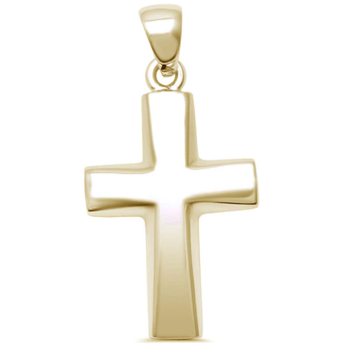 CLOSEOUT! Yellow Gold Plated Plain Cross .925 Sterling Silver Pendant