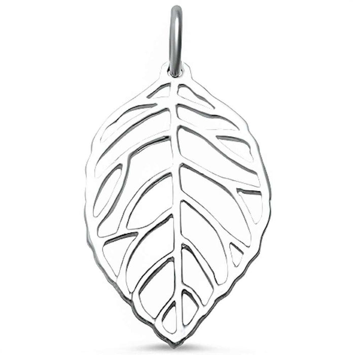 CLOSEOUT! Plain Leaf .925 Sterling Silver Pendant
