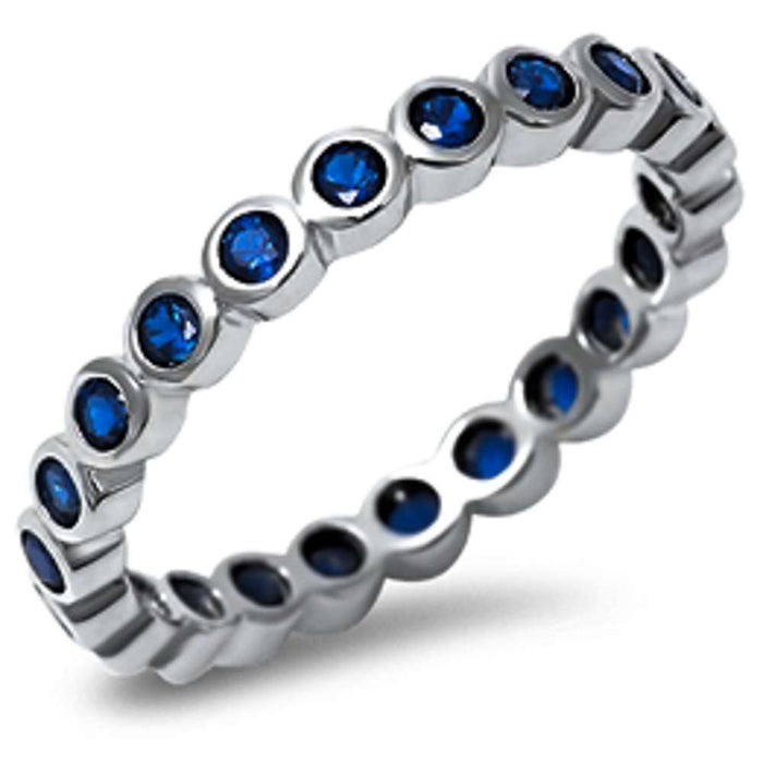 CLOSEOUT!LabBlue Sapphire Eternity Band .925 Sterling Silver Ring