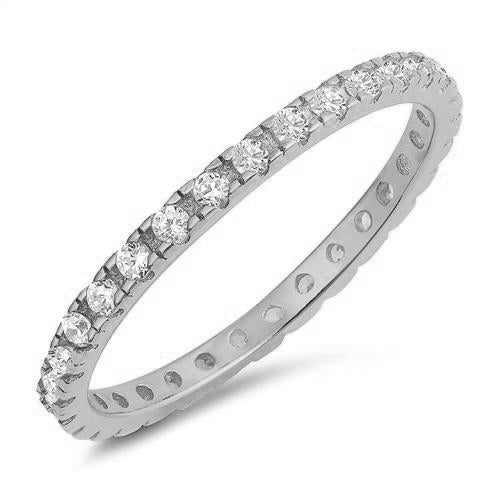 CLOSEOUT! Cubic Zirconia Eternity Band .925 Sterling Silver Ring
