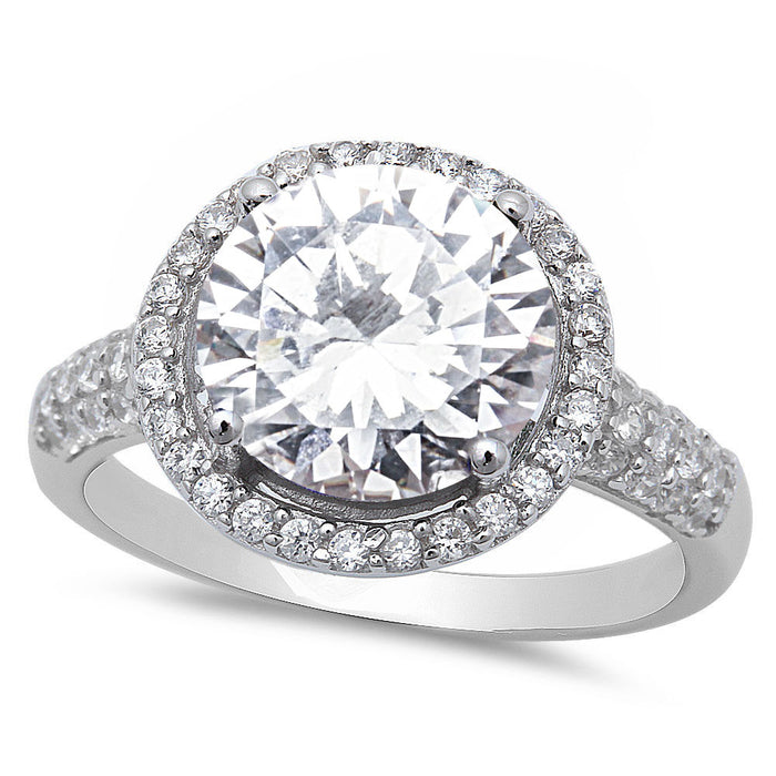 CLOSEOUT! Halo Style Cubic Zirconia .925 Sterling Silver Ring Sizes 5-10