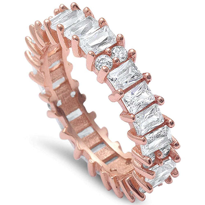 CLOSEOUT!Rose Gold Plated Round Solitaire Cz Fashion .925 Sterling Silver Ring