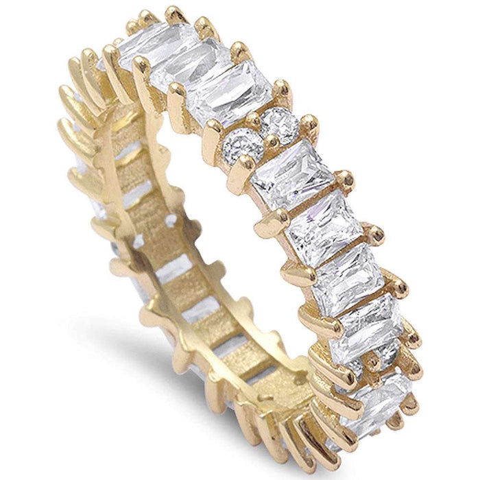 CLOSEOUT!Yellow Gold Plated Round Solitaire Cz .925 Sterling Silver Ring