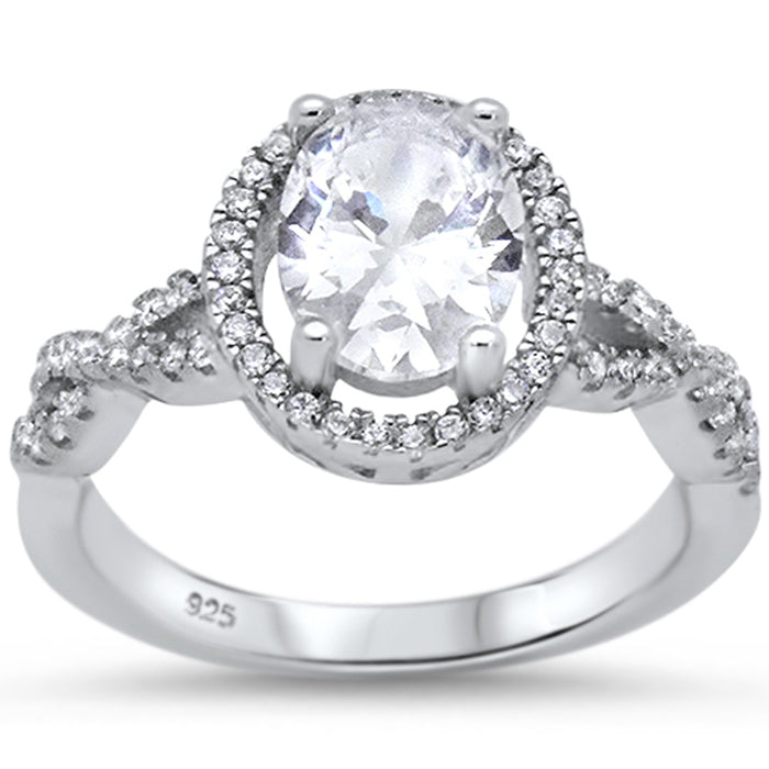 Filigree Style Oval Cubic Zirconia .925 Sterling Silver Ring