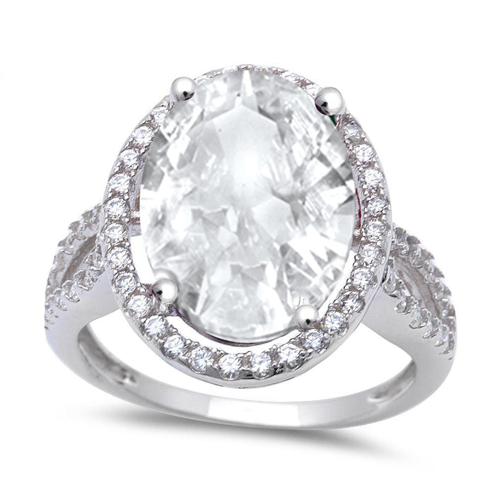 CLOSEOUT! 6CT Oval Cut Cubic Zirconia .925 Sterling Silver Ring