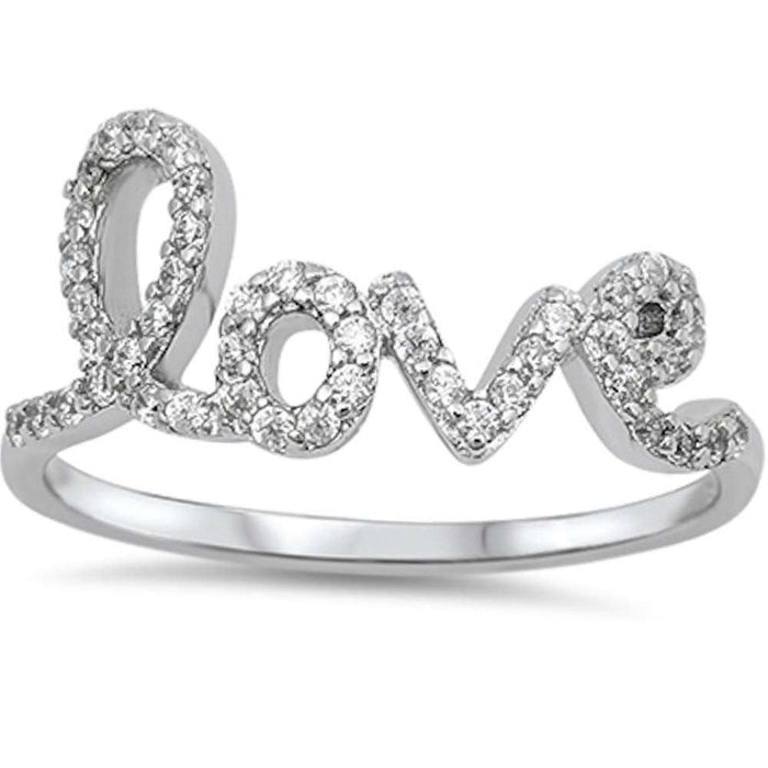 CLOSEOUT! Cz Love Fashion .925 Sterling Silver Ring