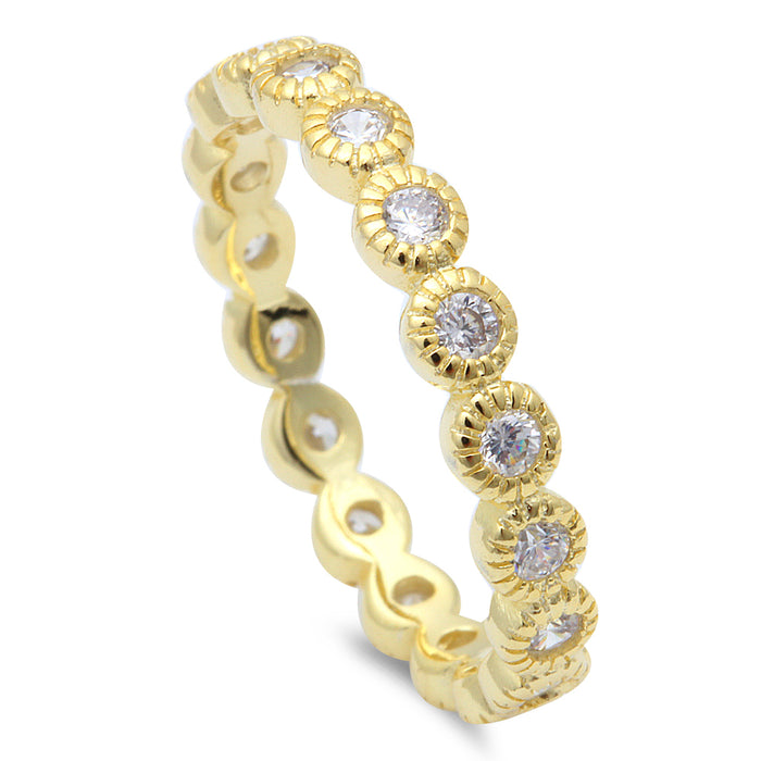 CLOSEOUT! Yellow Gold Plated Eternity .925 Sterling Silver Ring