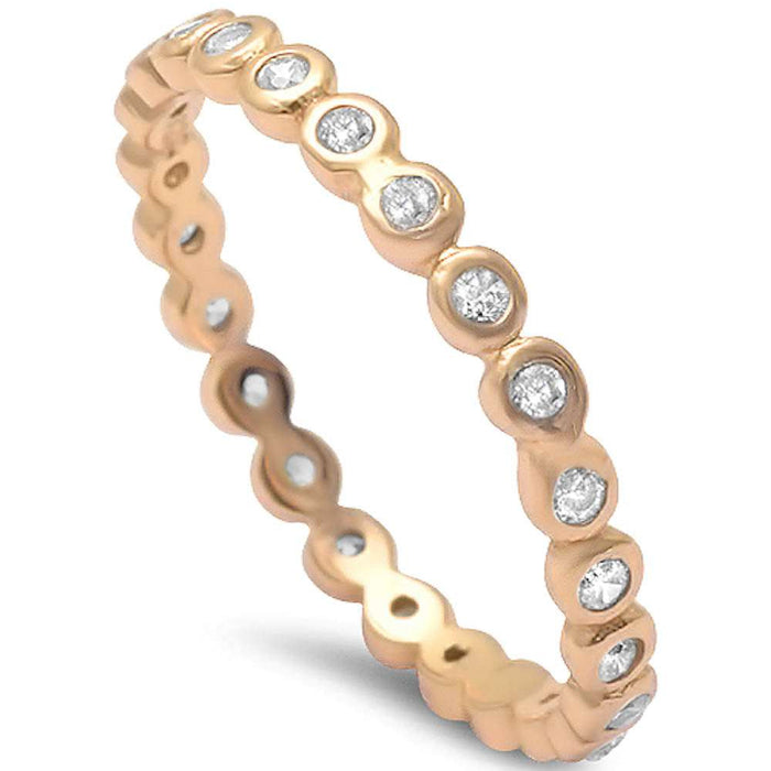CLOSEOUT! Yellow Gold Plated Cz Eternity Band .925 Sterling Silver Ring Sizes 5-9