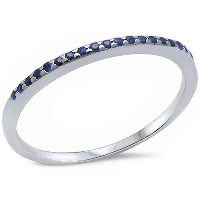 CLOSEOUT!Blue Sapphire.925 Sterling Silver Band Ring