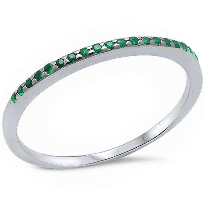CLOSEOUT!Green Emerald .925 Sterling Silver Band Ring