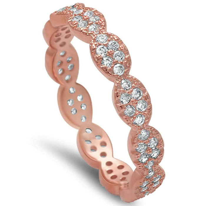 CLOSEOUT!Rose Gold Plated Micro Pave Cz Band .925 Sterling Silver Ring