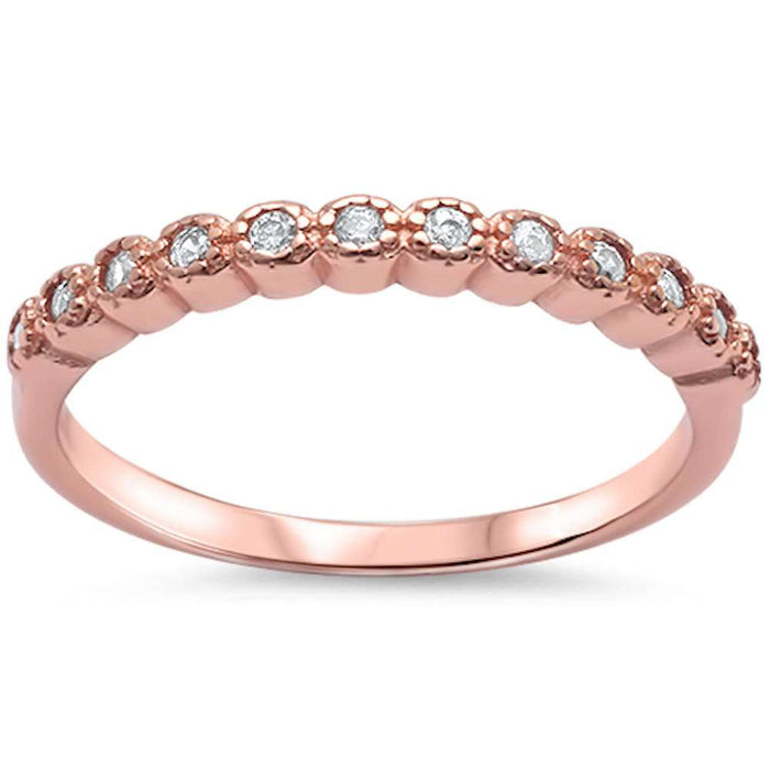 CLOSEOUT! Rose Gold Plated Cz .925 Sterling Silver Ring