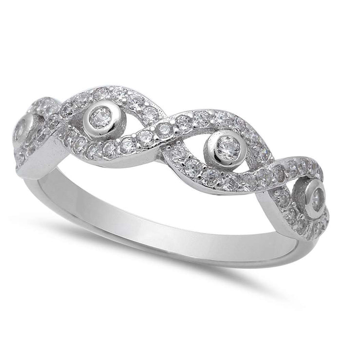 CLOSEOUT!Cubic Zirconia Evil Eye .925 Sterling Silver Ring