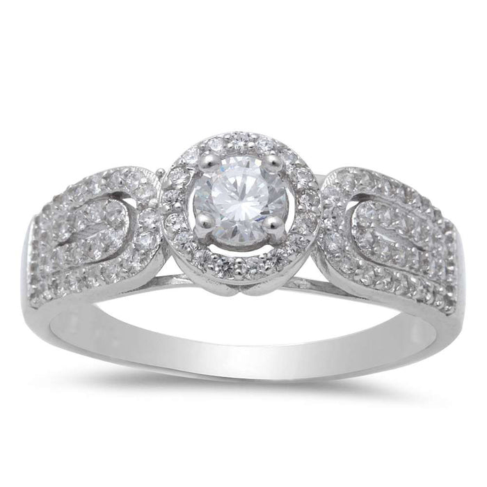 CLOSEOUT! 1/2CT Halo Style Fashion Engagement .925 Sterling Silver Ring