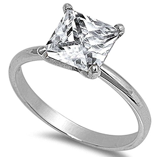 CLOSEOUT! 3CT Princess Cut Fashion Engagement .925 Sterling Silver Ring