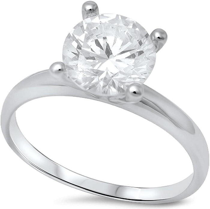 CLOSEOUT! Sterling Silver 2.00ct Round Cut Cubic Zirconia Solitaire