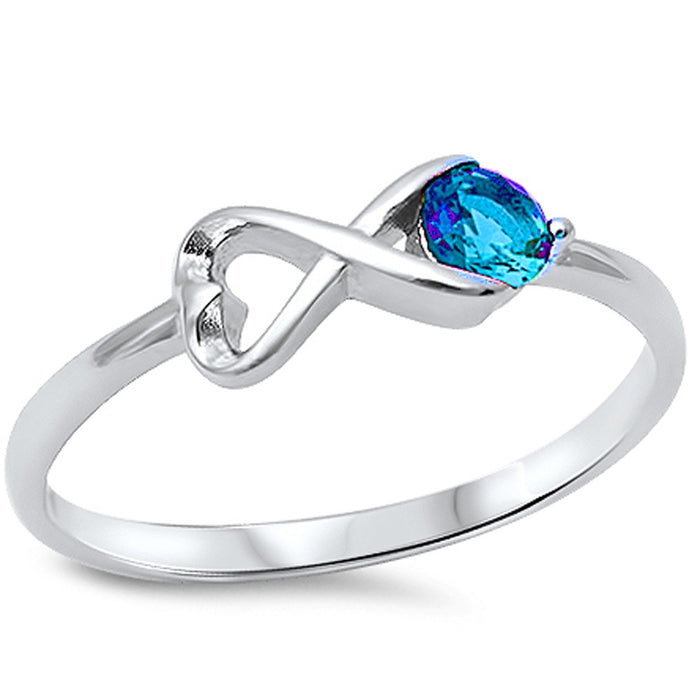 CLOSEOUT! Heart Shape Infinity w/ Blue Topaz .925 Sterling Silver Ring
