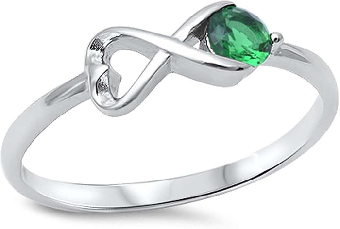 CLOSEOUT! Emerald Infinity .925 Sterling Silver Ring