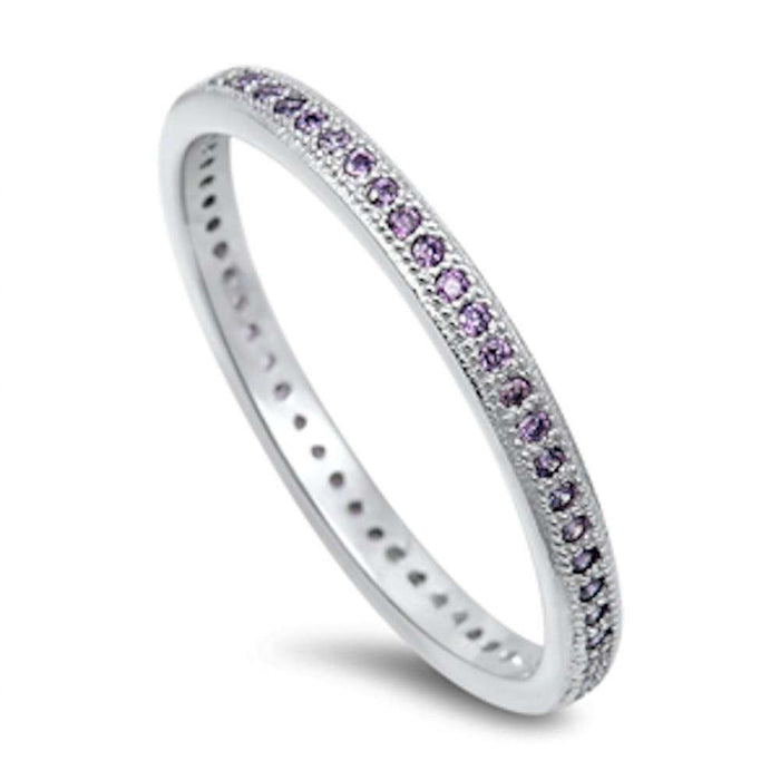 CLOSEOUT! Amethyst Eternity Wedding Band .925 Sterling Silver Ring