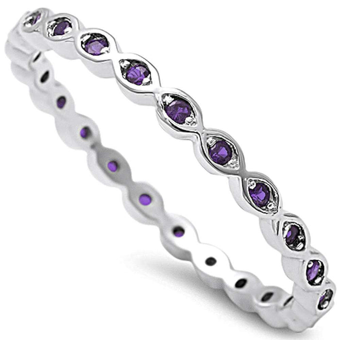 Amethyst Eternity Band .925 Sterling Silver Ring