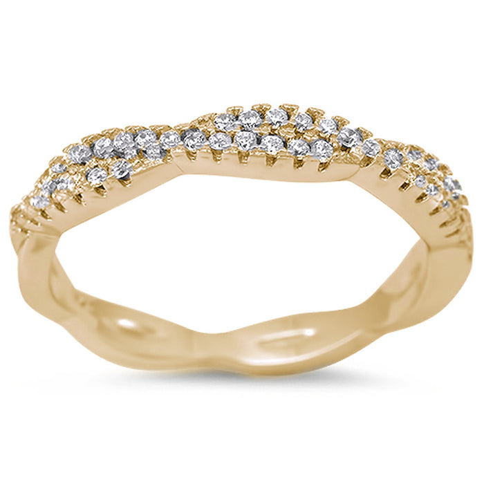 CLOSEOUT!Yellow Gold Plated Infinity Style Cubic Zirconia .925 Sterling Silver Ring