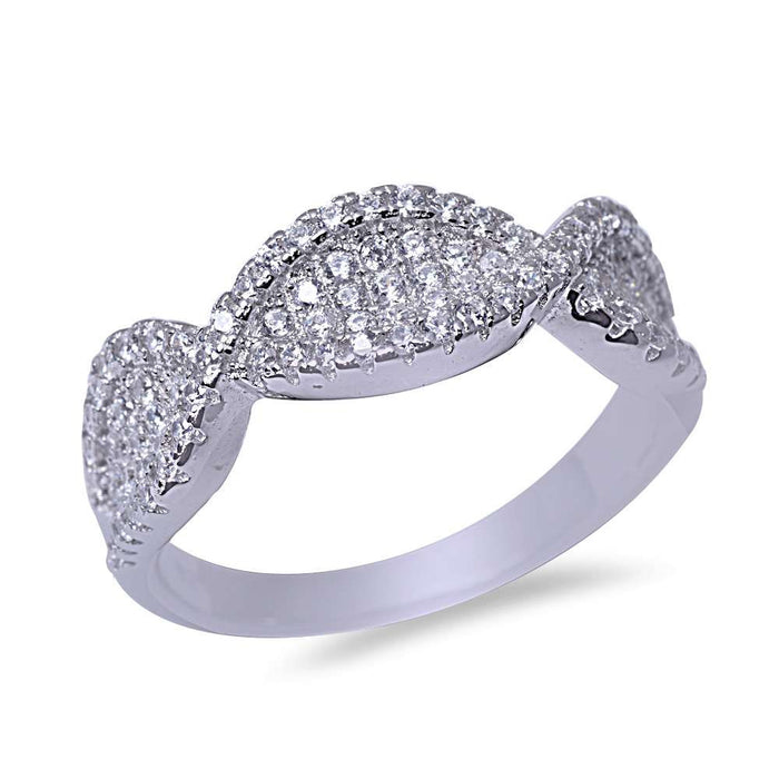 CLOSEOUT!Micro Pave Cubic Zirconia fashion Engagement .925 Sterling Silver Ring