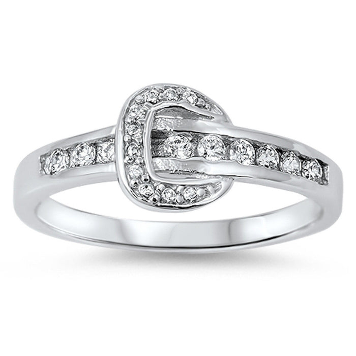 CLOSEOUT!Clear Cz Belt Buckle Fashion Ring .925 Sterling Silver